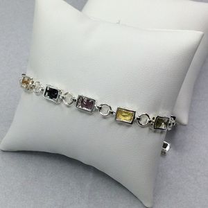 Sterling Silver(925) Multicolor Gemstone Bracelet